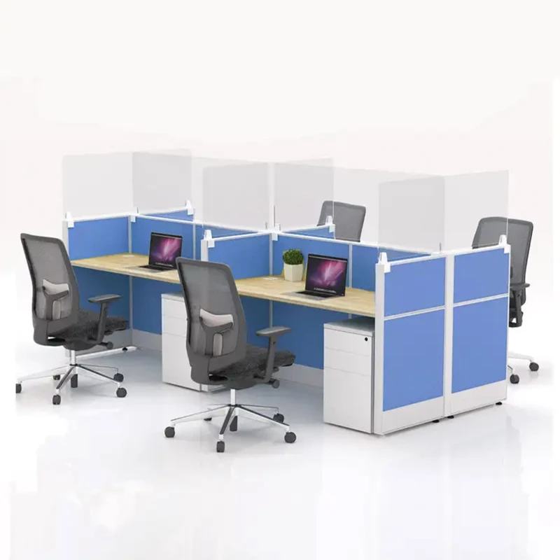High Quality Clear Office Partition Freest And Workstations Modular Office Divider Glass Office Partition 4 Person Cubicles Desk