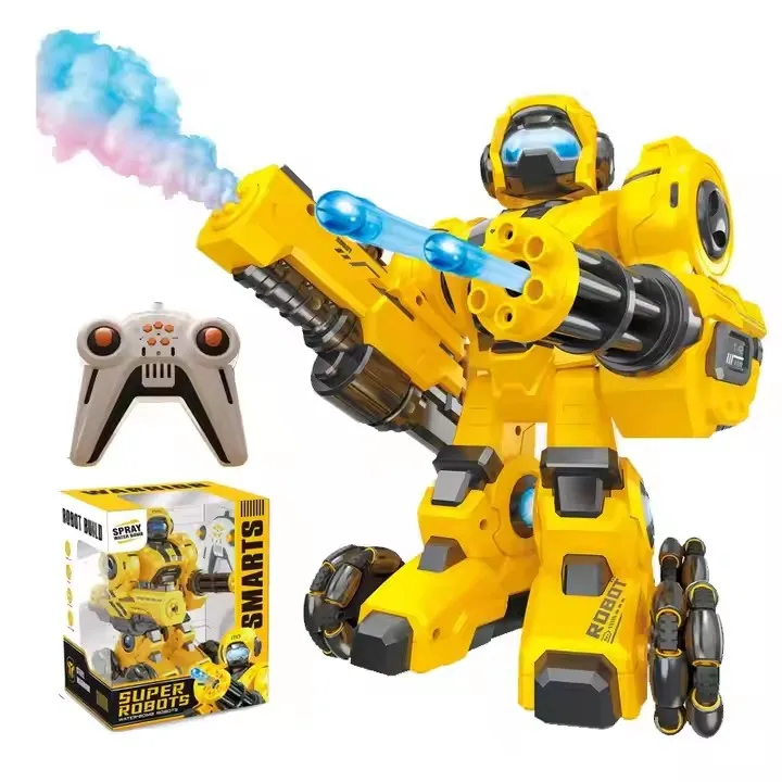 QW Spot Wholesale Boy 9 Channels Omnidirectional Walk Remote Control Spray Water Bomb Robot Wasp Bomb Spray Sound Light Toy