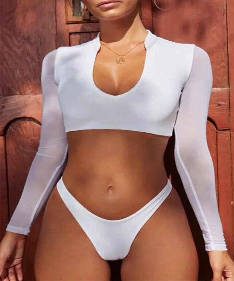 Wholesale New Sexy Transparent Tight Split Bikini Lady Bikini Costumes Erotic Lingerie Sets