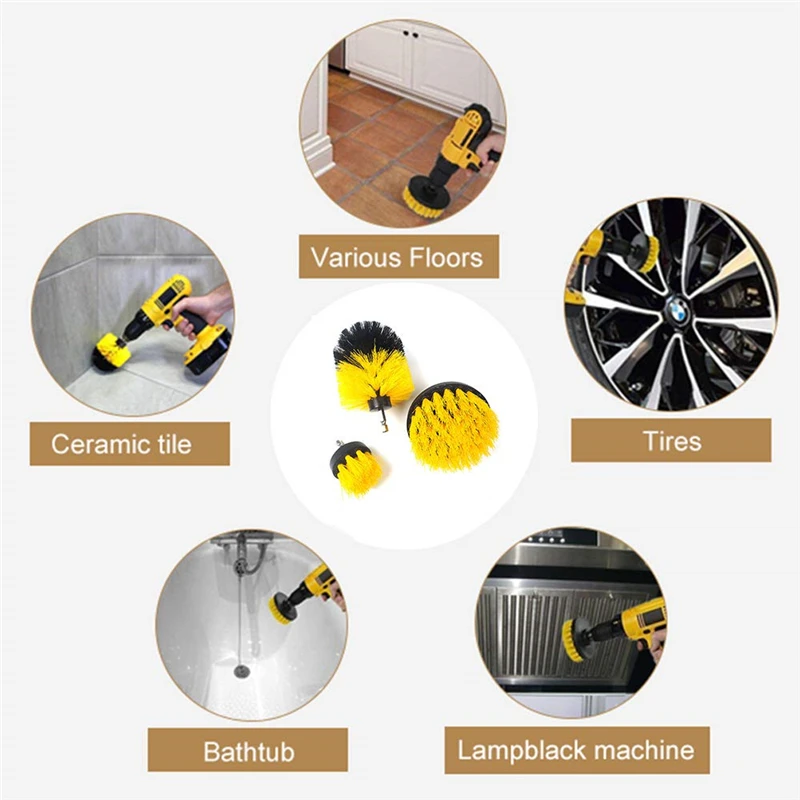 Electric Scrubber Drill Brush Kit Plastic Round Cleaning Brush Nylon Brushes