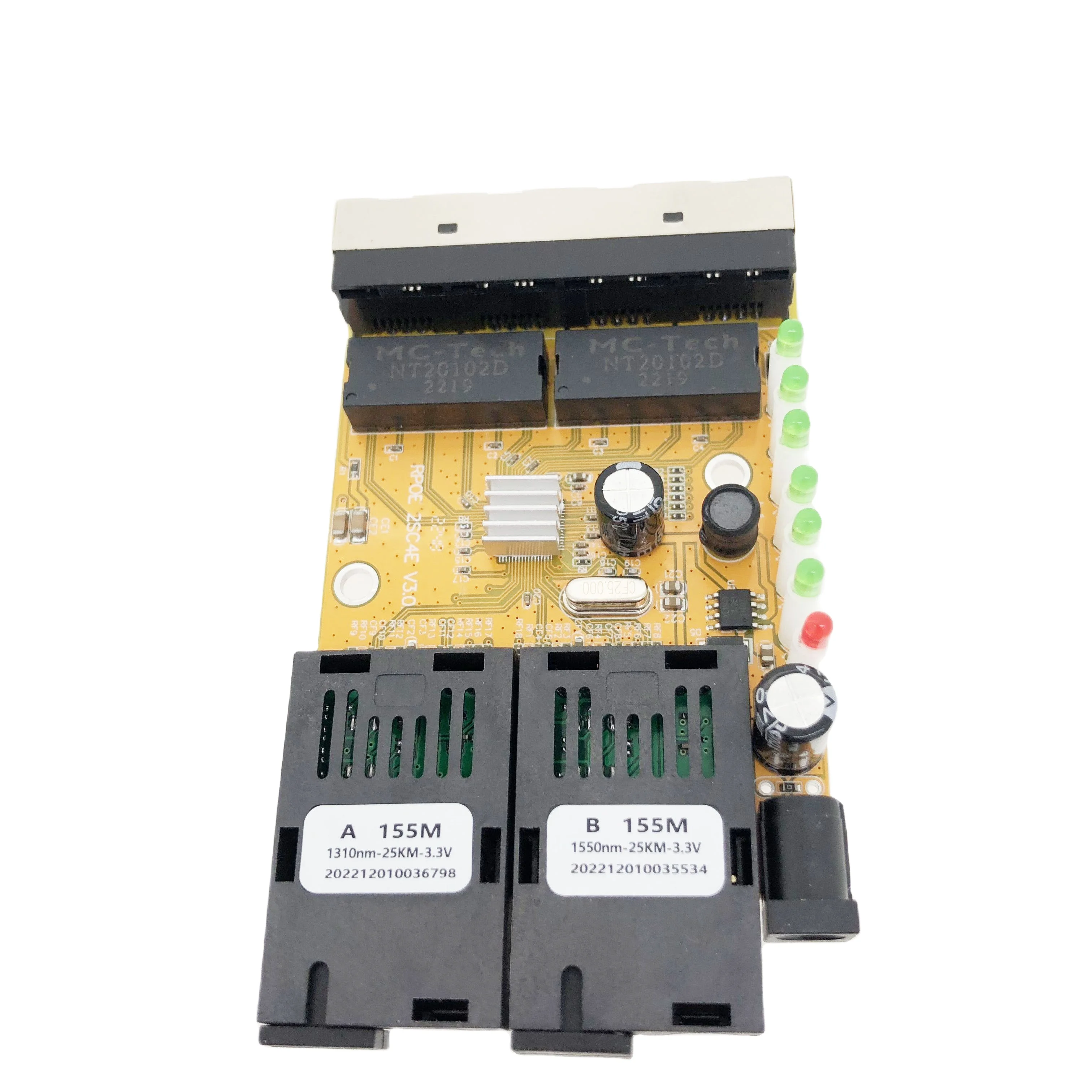 Fiber Switch Fiber Media Converter 2sc 4rj45 Pcb 2fiber 4lan Media Converter Fast Ethernet 100M Reverse POE Switch 2FO 4LAN 2F4E