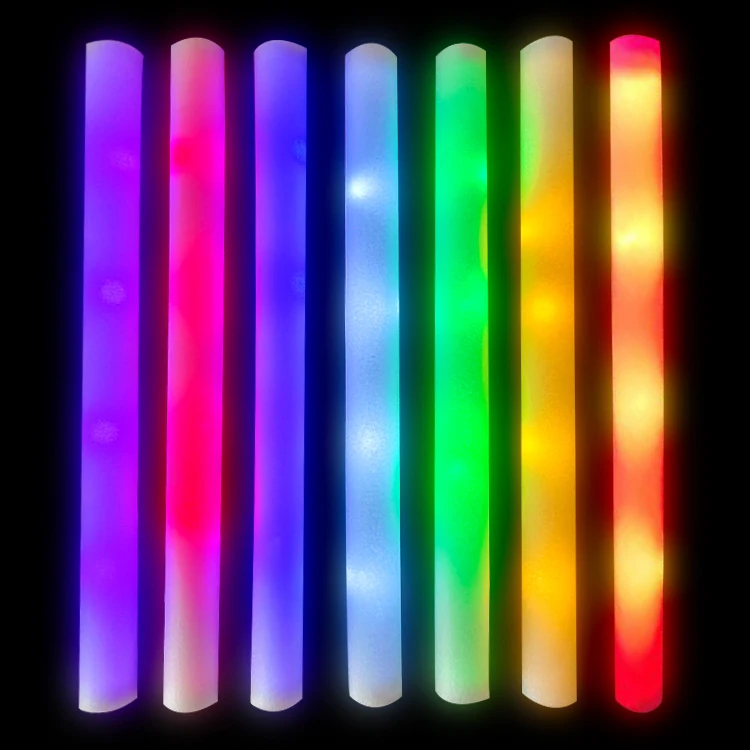 Wholesale Custom Christmas Party Wedding Supplies Cheering Colorful Flashing Foam LED Light Foam Glow Sticks