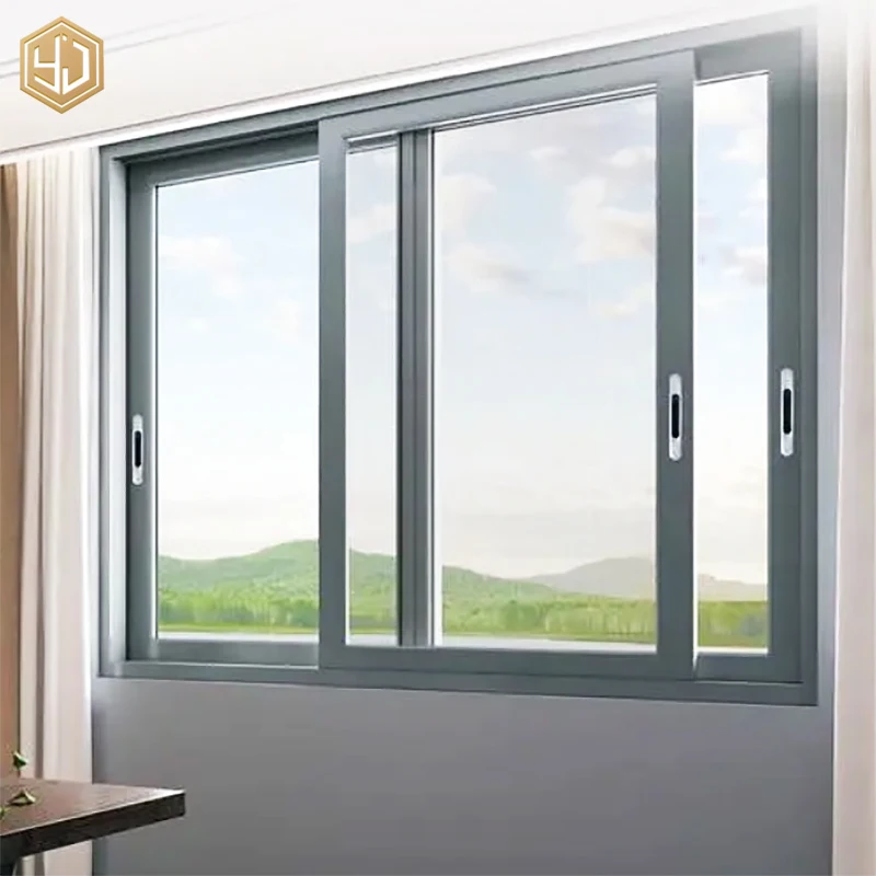 Simple Design 3C Tempered Glass Windows Aluminum Sliding Window For Villa