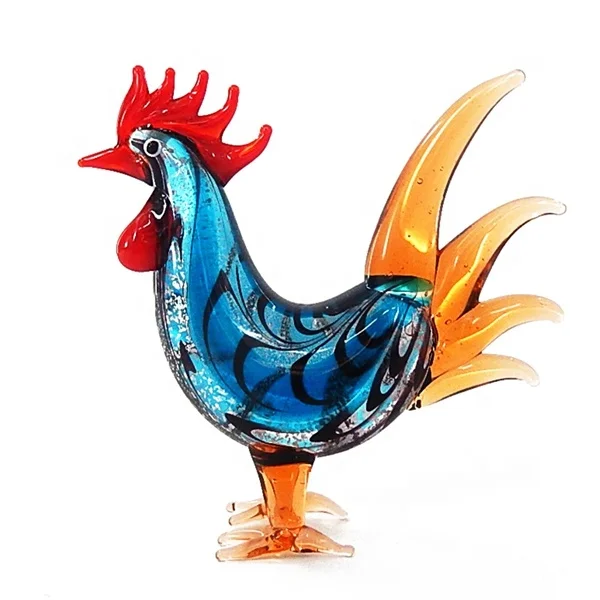 Lampworking glass blowing decorative rooster figurine