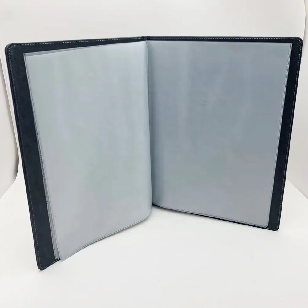 Plastic Page A4 Size PU Leather Hardcover Menu Holders High Quality Folder Menu Book Cover For Restaurant