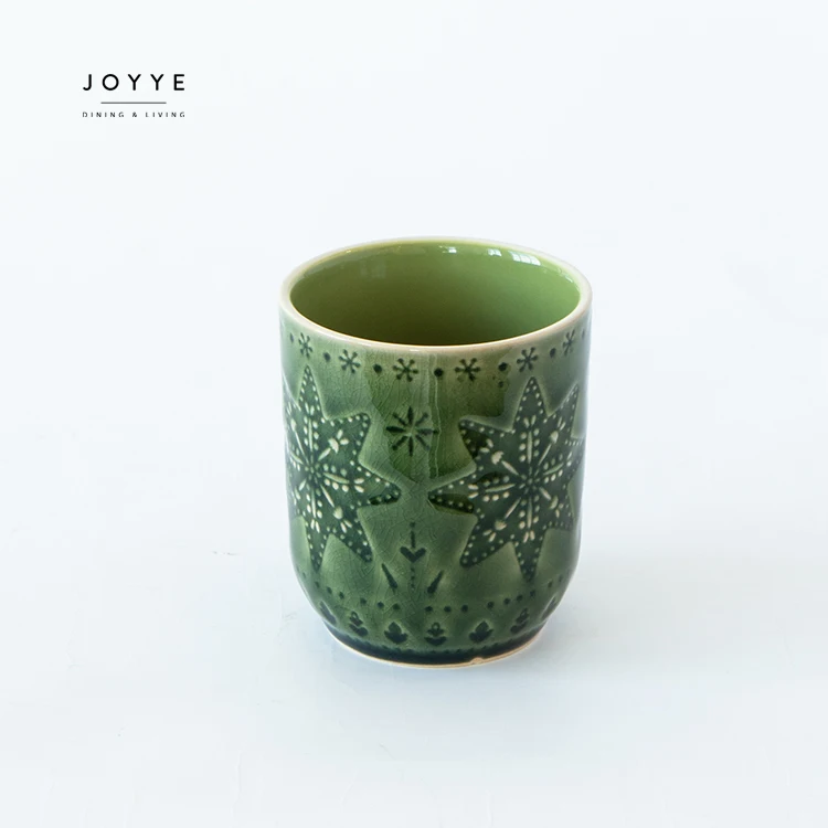 JOYYE Nordic vintage christmas style ceramic coffee mug cup set custom ceramic stoneware embossed coffe tea mugs