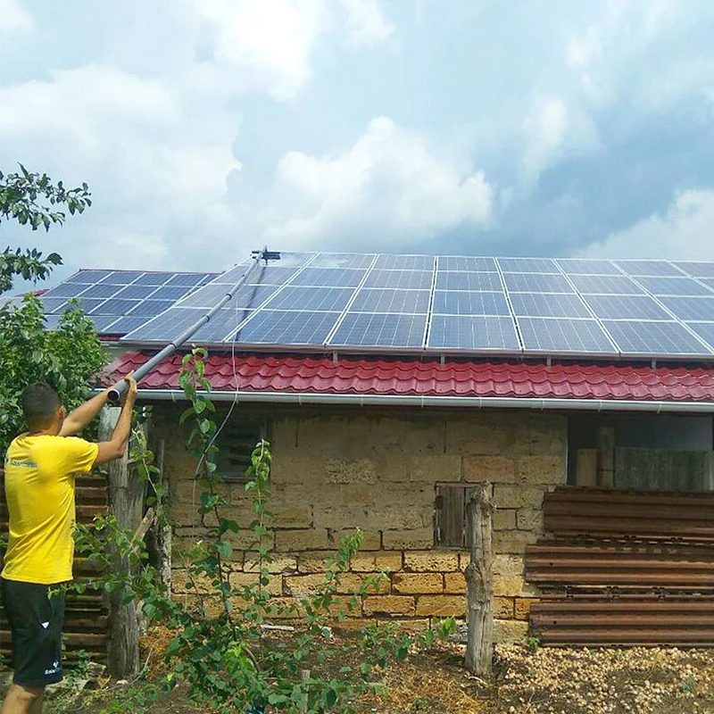 Rolling Solar Panel Cleaning Brush Water  Clean Machine Tools Spinning Rotating Photovoltaic 18Ft Plate Telescopic 850 Mm