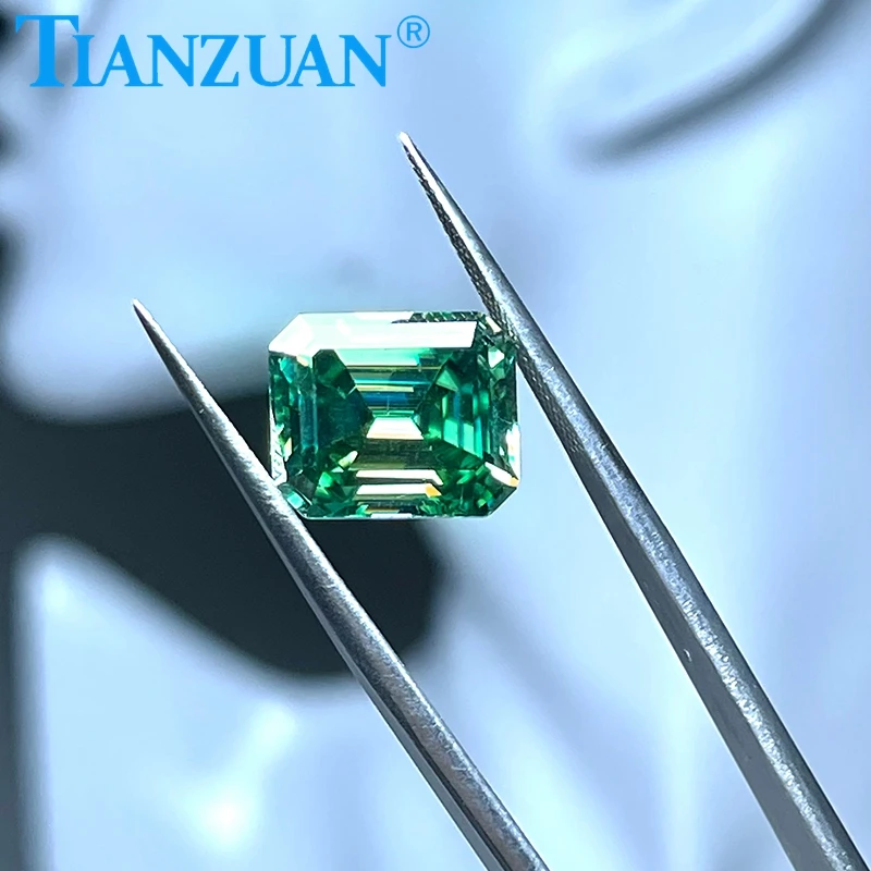 Emerald shape 0.5ct -5ct wholesale cheapest green color moissanite diamond cut loose stone