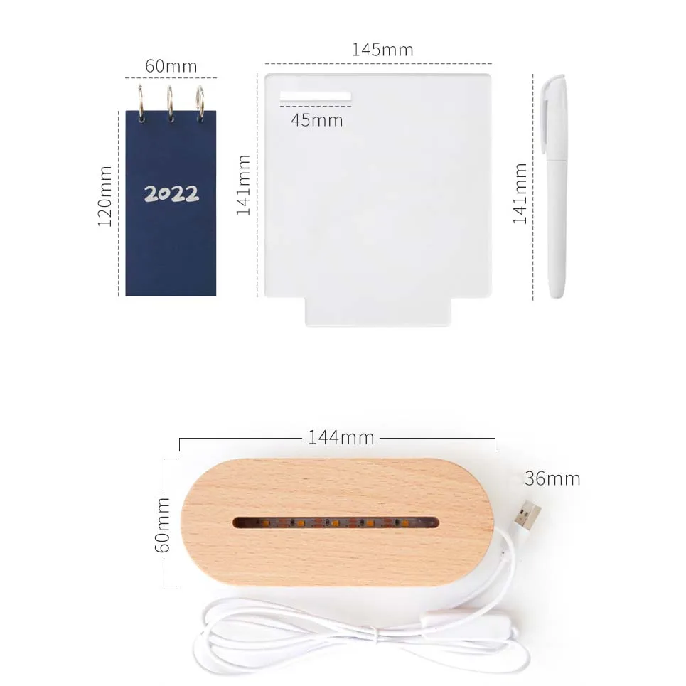 Promotion custom LED night light with calendar and message board