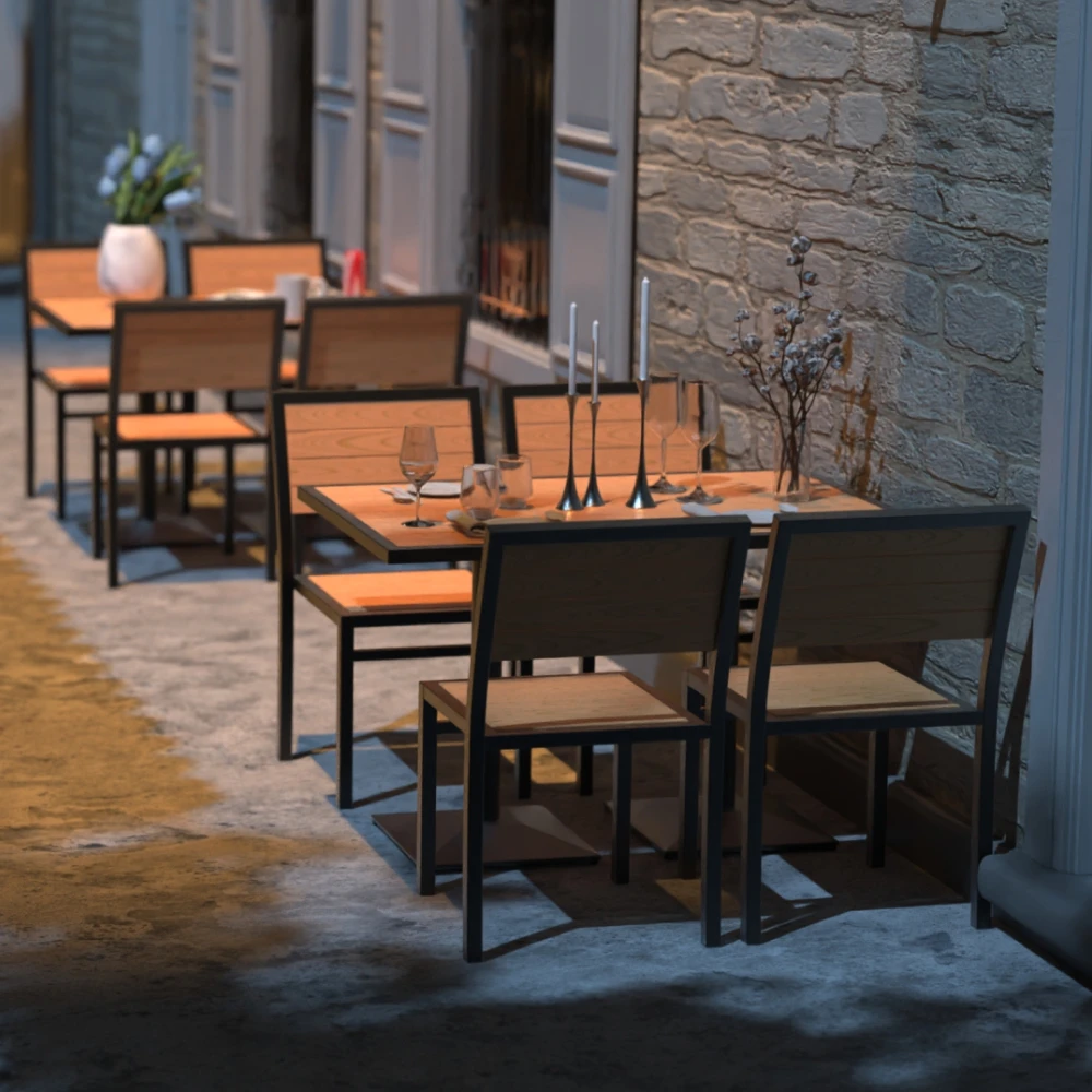 Outdoor Metal Dining Chair Set Restaurant Table Chair Set Cafe Chair Dining Table