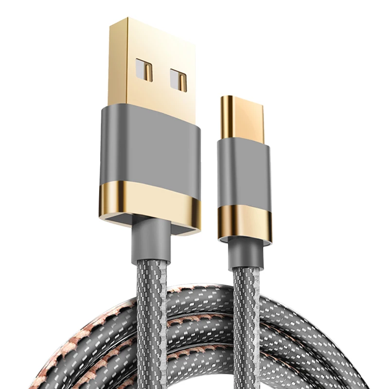 Производитель usb-кабеля для зарядки и передачи данных 3A, Плетеный USB-кабель из сплава в наличии, нейлоновый ковбойский прочный с золотым покрытием