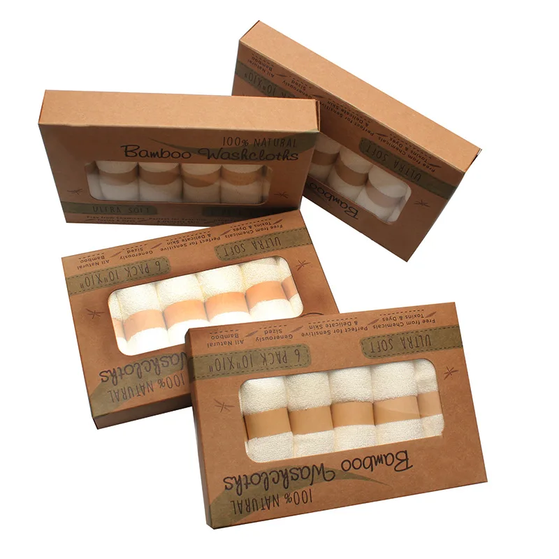 Home 25*25cm Solid Color Knitted Kids Towel New Baby Sustainable 100% Bamboo Microfiber Bath Child Shower Square Towel Sets