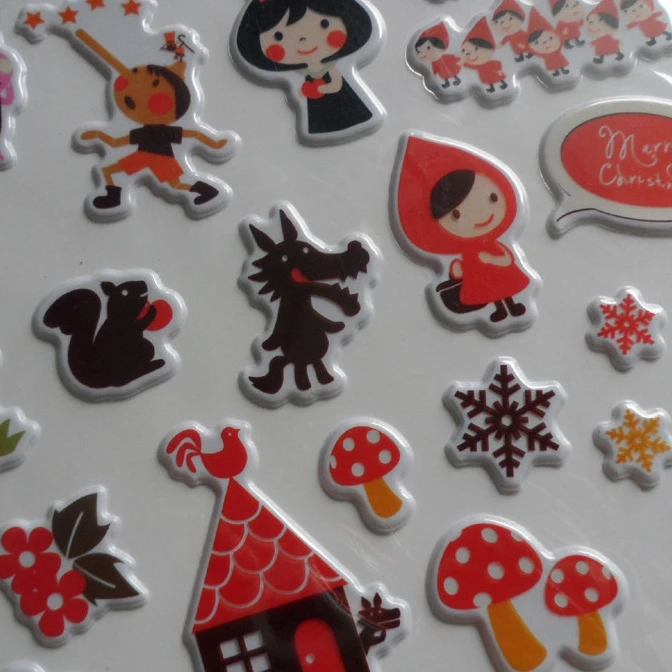 Custom design die cut eva foam puffy stickers sheet for kids  small round smile face 3D bubble sticker