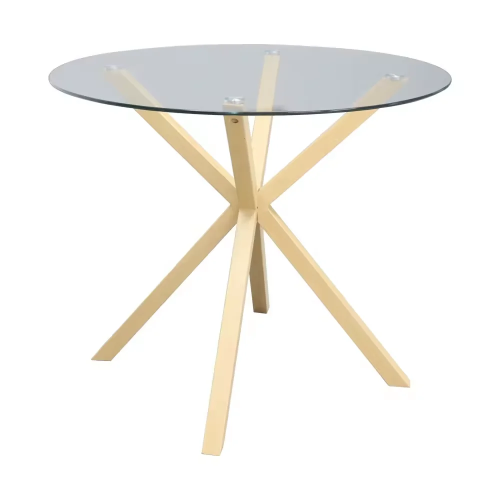 Black gold round dining table for events party mesas de comedor redondas round glass dining tables set