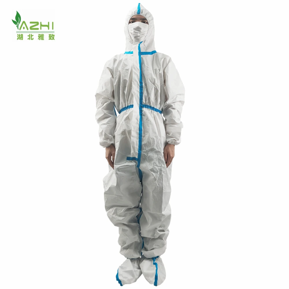 Safety Disposal Coverall Suits Microporous Disposable CoverallsType 5/6 Protective Overall Gown Ready Stock