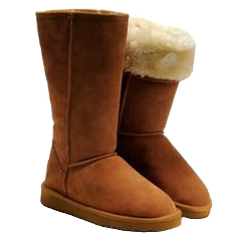 
fashion suede water proof fox tall fur snow boots for women 