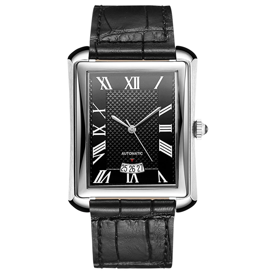 Popular stainless steel square case date calendar Miyota movement men waterproof mechanical watches