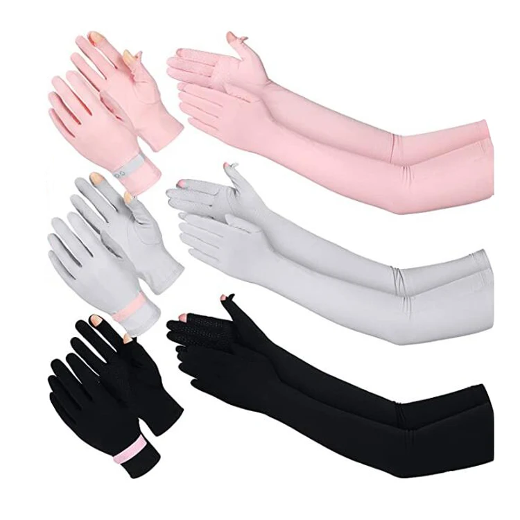 K&B Home custom ice silk long sleeve men women sleepwear sunscreen ice silk cycling arm sleeves uv protection