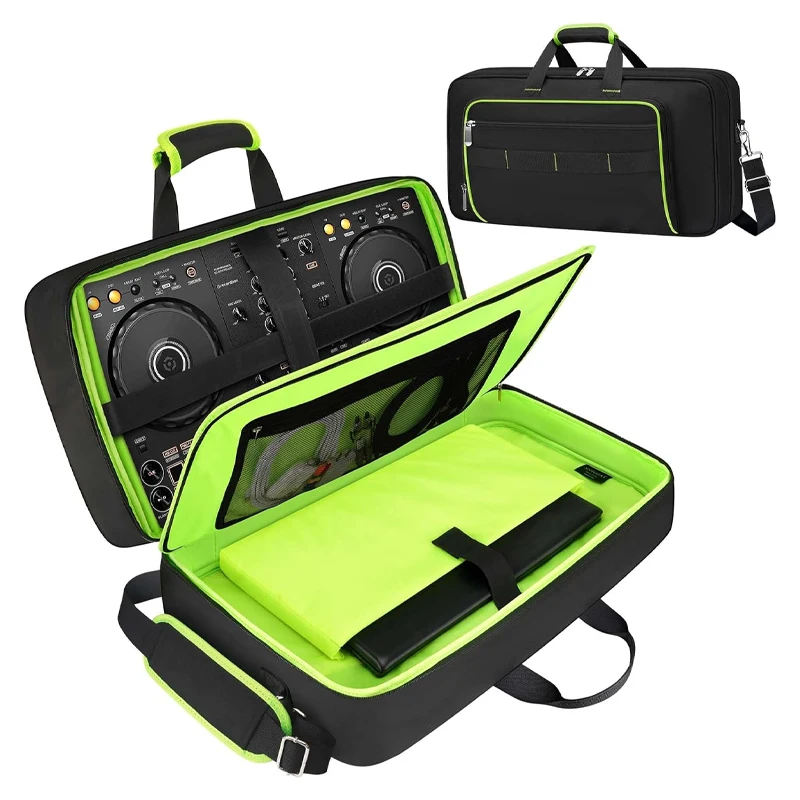 DJ Controller Case Padded DJ Controller Bag with 5 Pockets for Laptop Headphones DJ Carrying Case with Adjustable Shoulder Strap