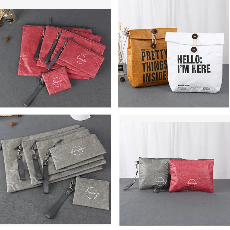 2024 Retro Vintage Style Washable Tote Dupont Kraft Paper Bags Grocery Tyvek Shopping Bags Tyvek Tote Bag For Women