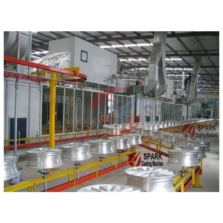 Wheels Rims Hub automatic electrostatic powder coating production line machine for wheel rim hub