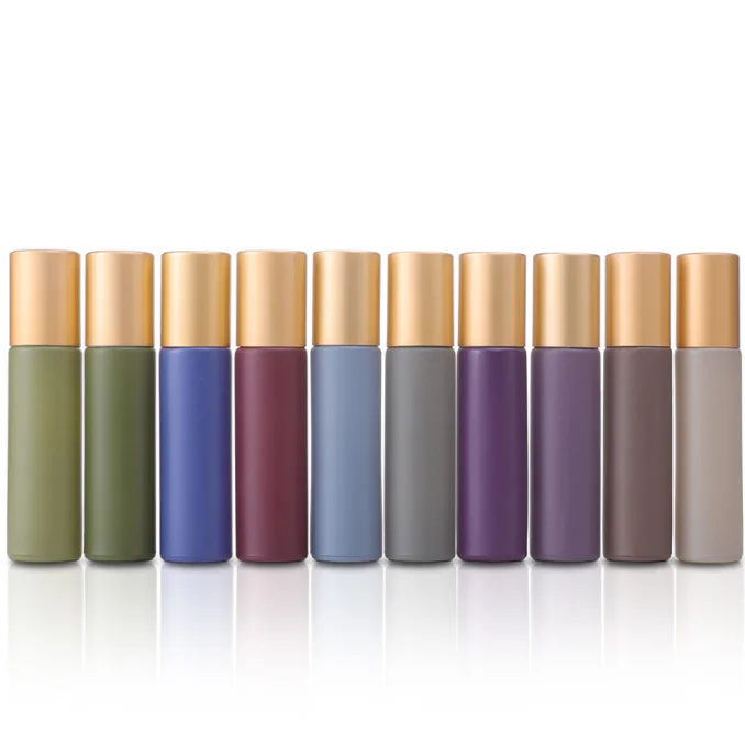 oil containers lipgloss bottles lip gloss tubes small size morandi color 5ml 10ml glass bottle with stainless roller ball