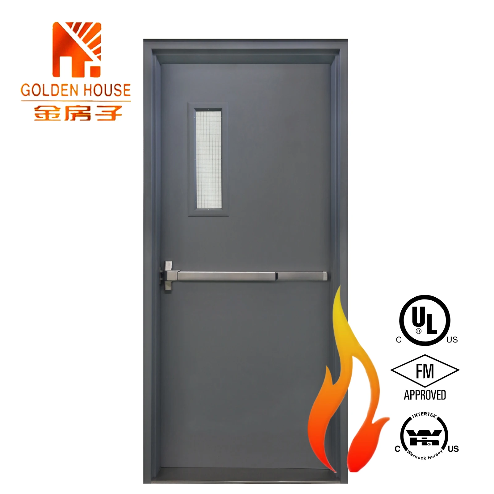 UL/WH/FM Approval 90 minutes Fire Rated Steel Door Competitive Price Steel Doors
