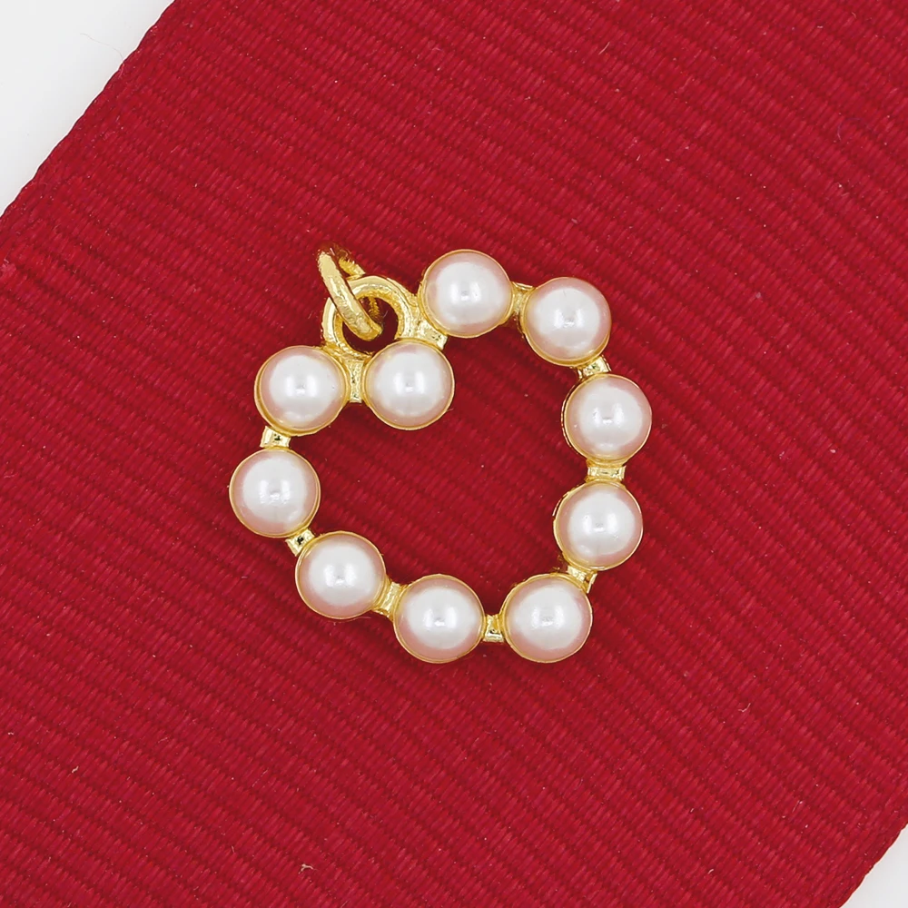 18k gold plated clear zirconia paved white pearl love heart pendants for jewelry making jewelry pendant charms wholesale