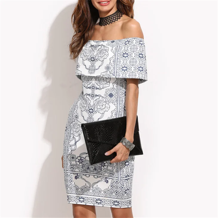 
 Designer Newest Design Summer Dress Off the Shoulder White Elegant Off Shoulder Dress Evening Dresses  