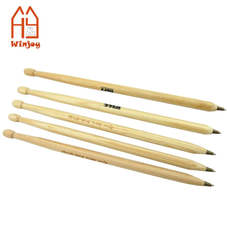 Custom promotional wooden ball pen,drumstick shape ballpoint pen with custom logo printing,black or blue ink.