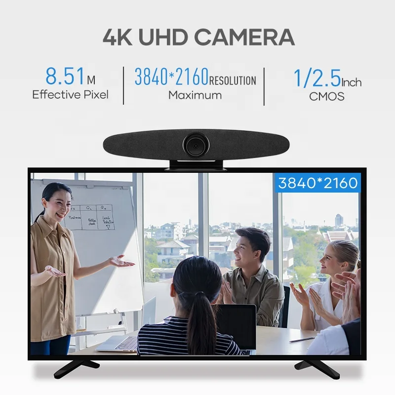 Rocware 4K 110 degree Video Conference Camera with Speaker beamforming mic 3-in-one video conference room audio video solution