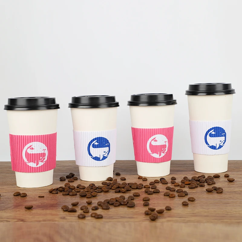 LOKYO Custom printed corrugated cup carrier holder disposable recyclable coffee cup paper sleeve