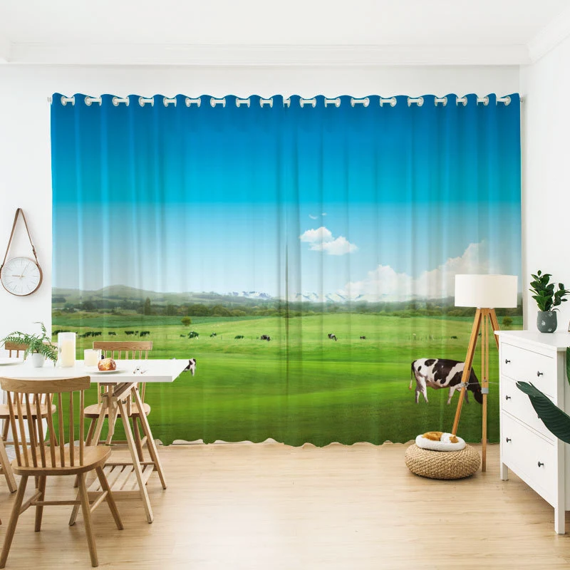 Factory Hot Sale Blackout Curtains for the Living Room Rural 3D Sun Shade Curtains Cortinas Para Sala