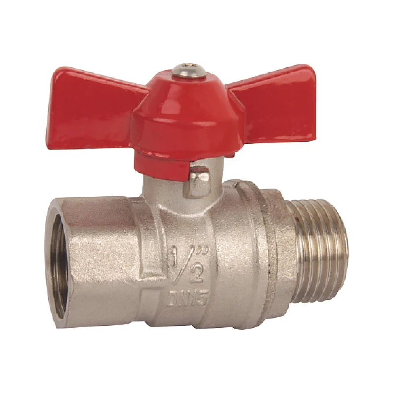 DOZ CE Certificate Wholesale Forged Brass Ball Valve With Butterfly Tee Handle F/M Thread Connector