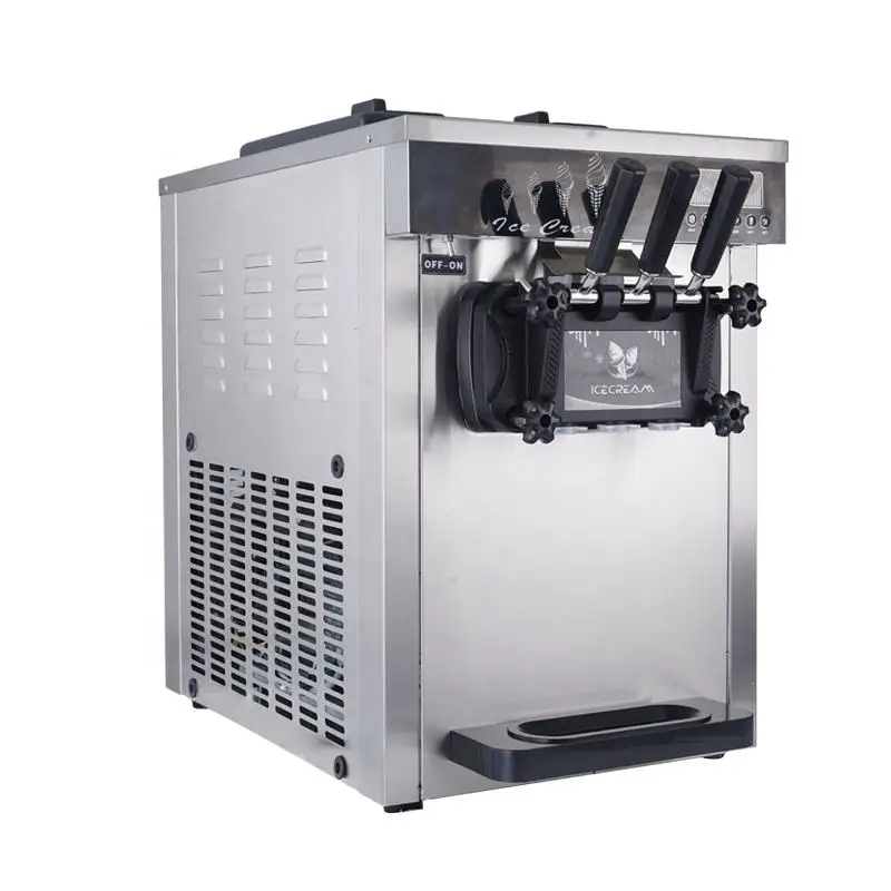 Factory Automatic Cleaning 3 Flavor Professional Soft Ice Cream Making Machine Big Capacity Ice Cream Cone Machine Desktop