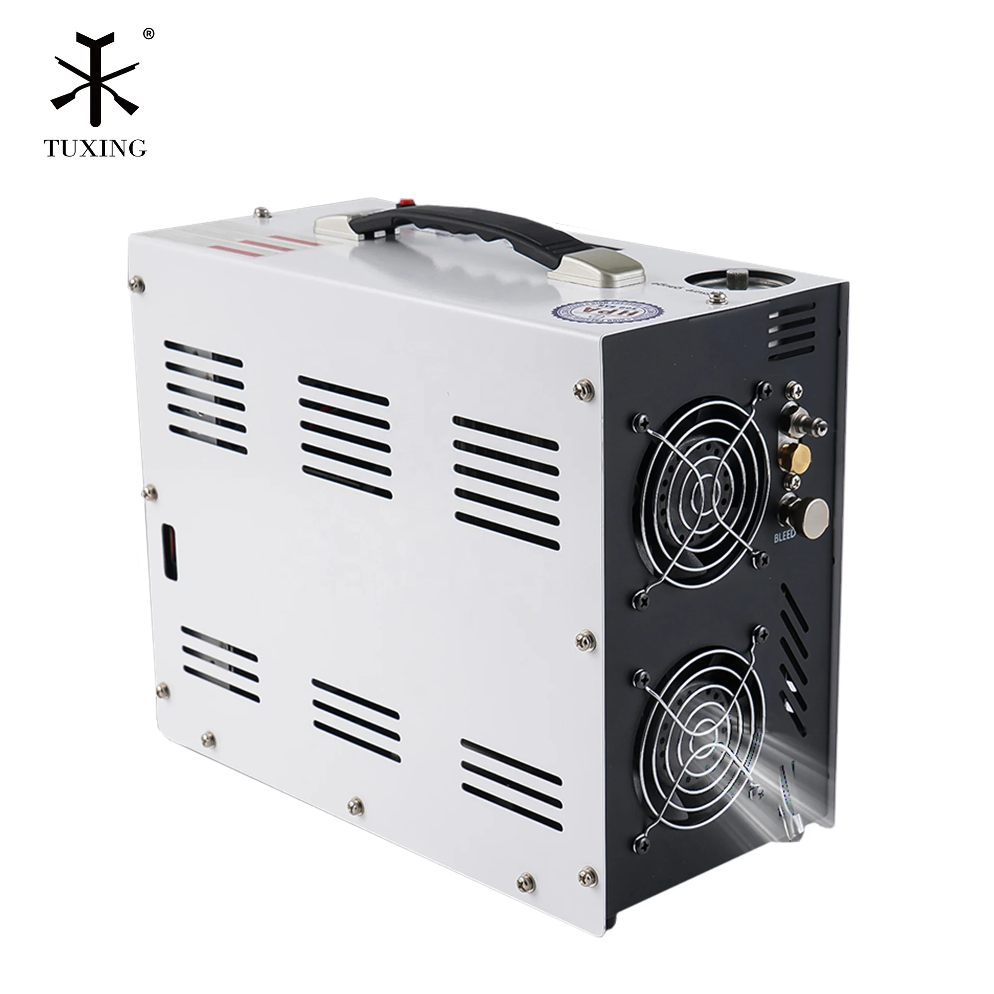 TUXING New Style High Pressure 300Bar Oil Free Auto Shut Off Built-in Transformer DC12V Hunting Paintball Game Air Compressor