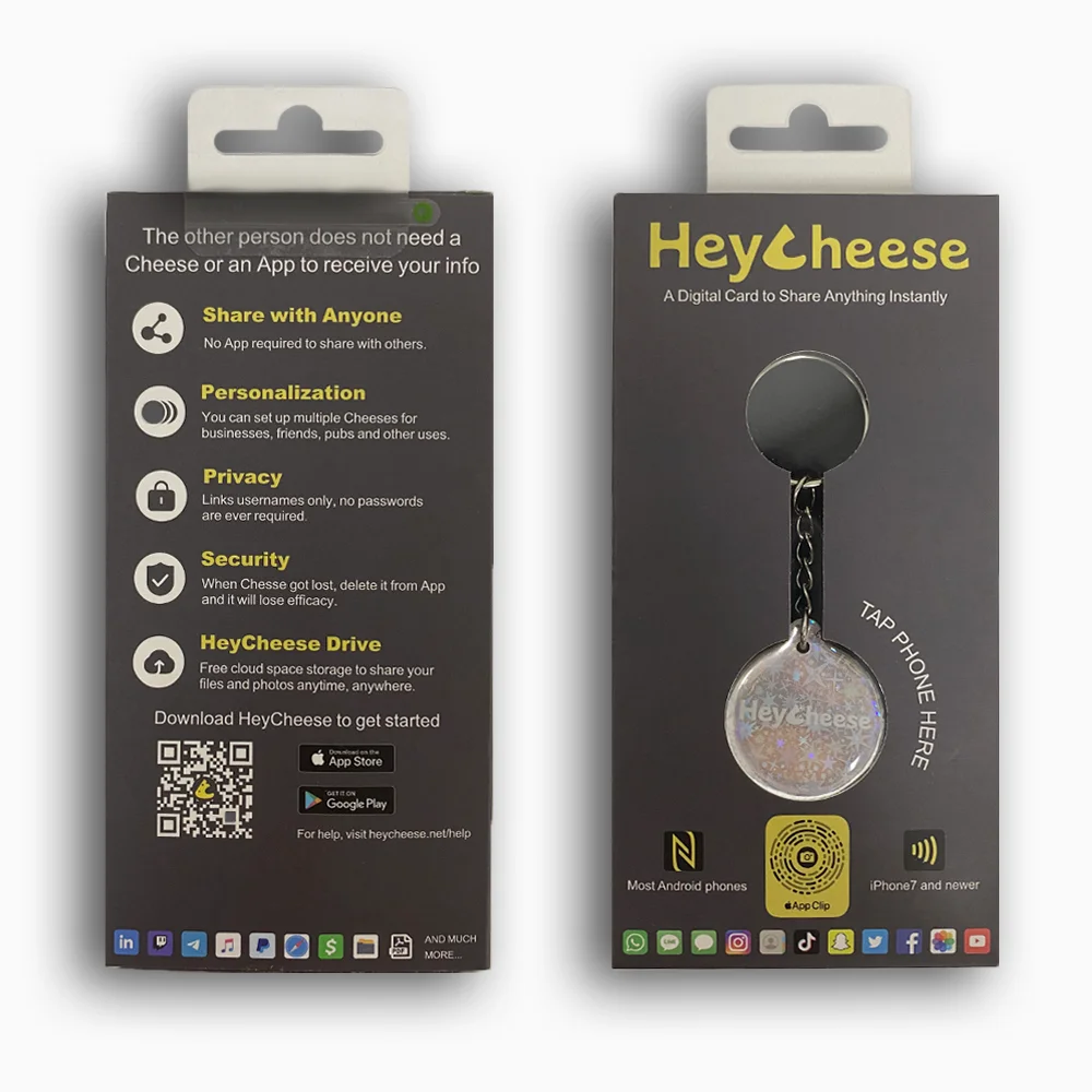 NFC Брелок для социальных сетей приложения HeyCheese эпоксидный стикер