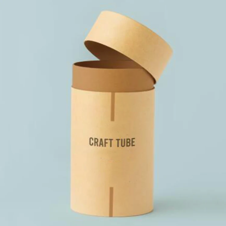 Custom logo round craft gift bottle package kraft paper tube cylindrical packaging box