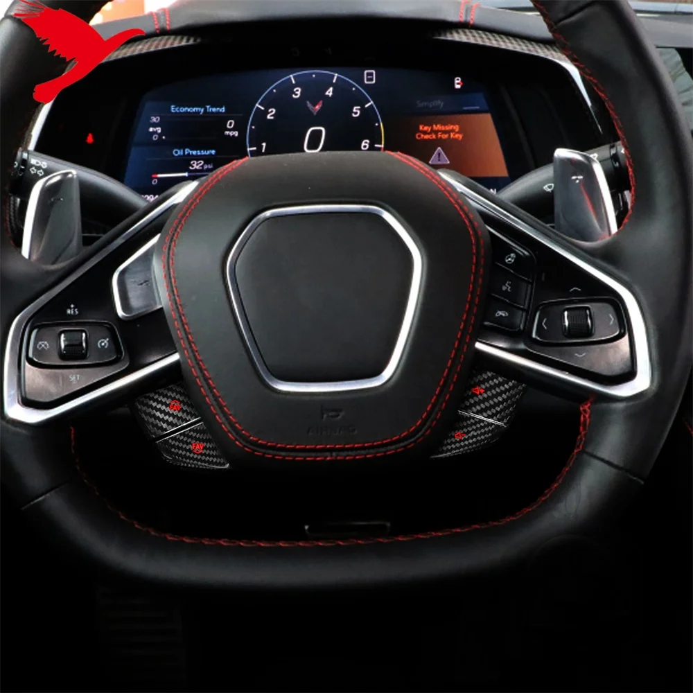 Для Chevrolet Корвет C8 2020 2021 2022 автомобильные аксессуары интерьера автомобиля рулевое колесо Нижняя крышка Накладка из натурального углеродного 4 предмета