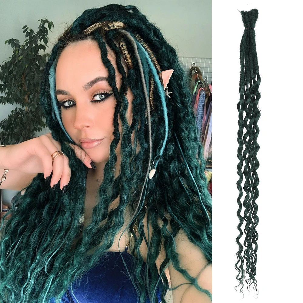 24 Inch Curly Double Ends African Ombre Dread Lock Crochet Braids Wavy Handmade Artificial Dreadlocks Hair Extensions For Women