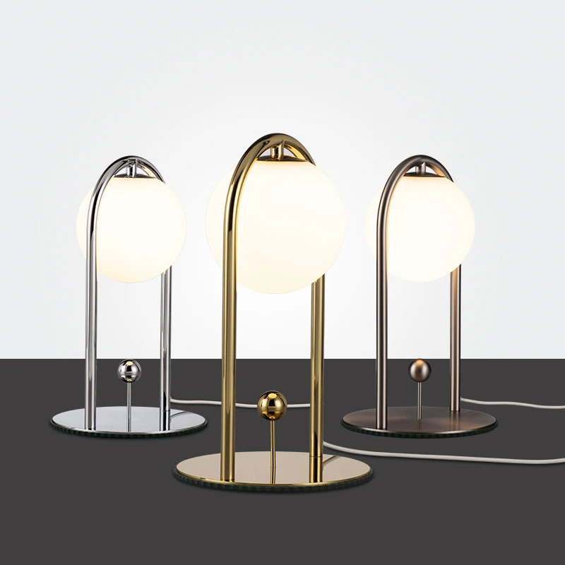 Elegant Glass Shade Globe Table Light Ambient Accent Moon Lamp Dimmable Bedside Night Light Small Lamp Modern LED Table Lamp