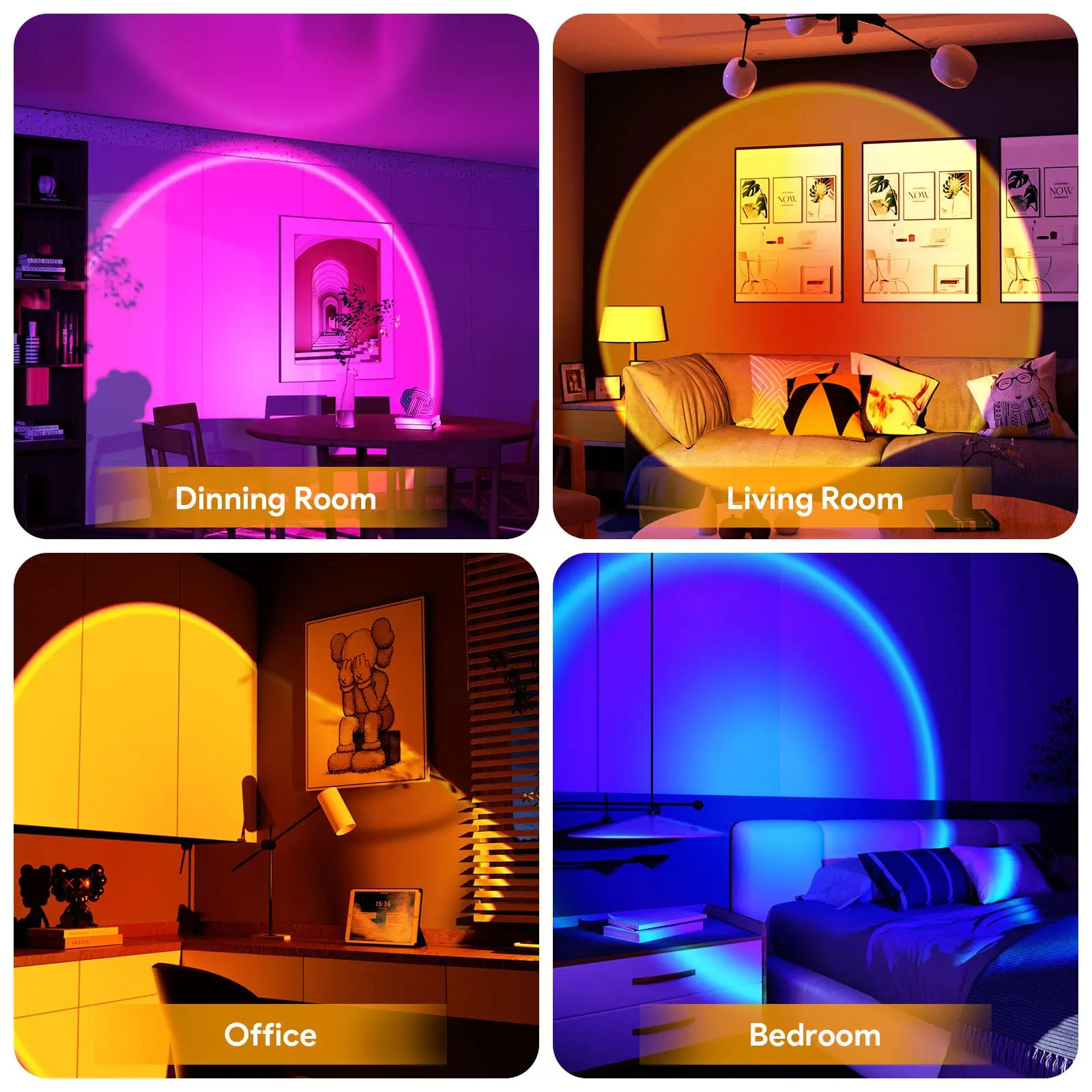 High Quality Performance 16 Colors RGB APP with Remote Control Aluminum Alloy LED Sunset Projector Lamp