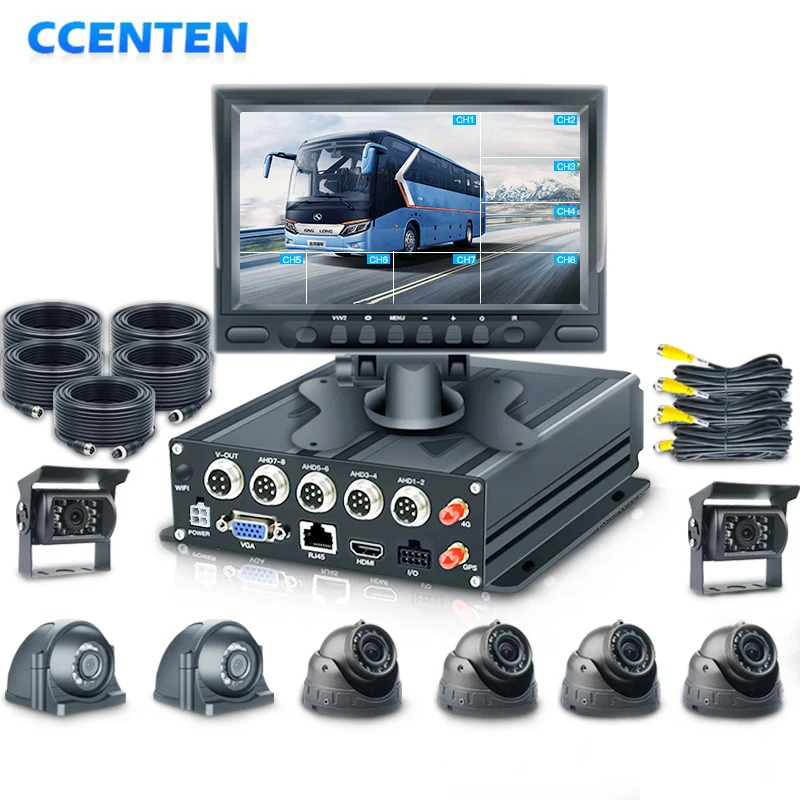 CCENTEN Vendor 1080P Night Vision  Truck Cameras 7 Inch Car Monitor 8 Channel SD Card 4G GPS Mobile DVR Solution for Vehicle