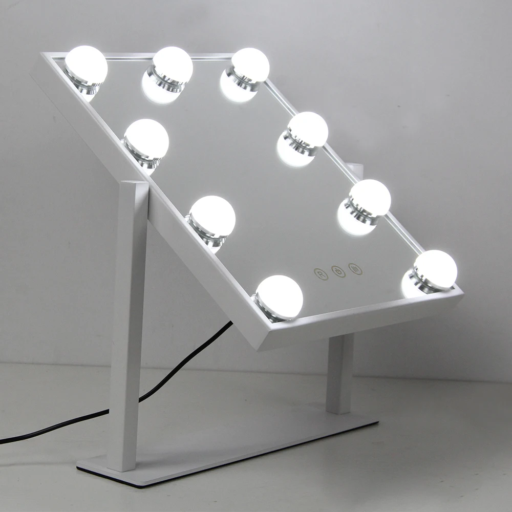 25*30CM Square Frameless Desktop Hollywood Style Led Makeup Vanity Mirror With Lights