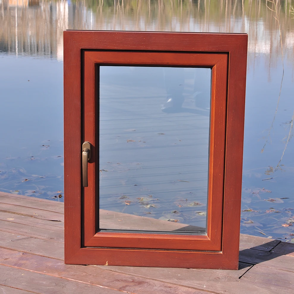 OEM hot sale soundproof glass windows thermal break aluminum clad wood timber casement out house windows