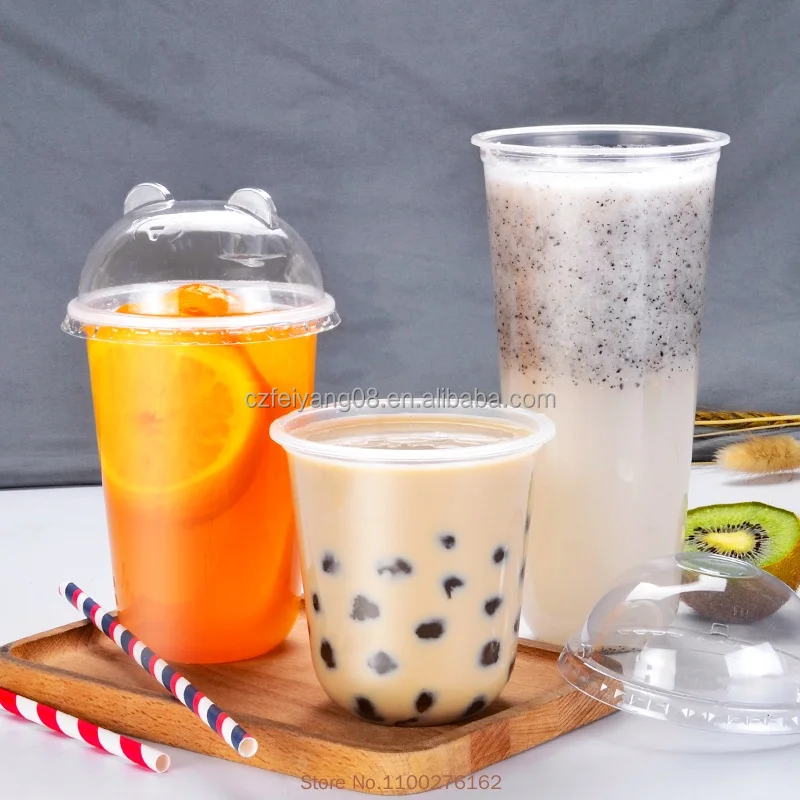 Wholesale milkshake jelly cup ice cream container with lid u-shaped plastic cups