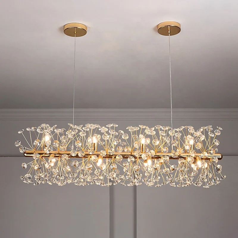 Keli modern simple restaurant pendant lamp dandelion lamp table bar led long crystal chandelier