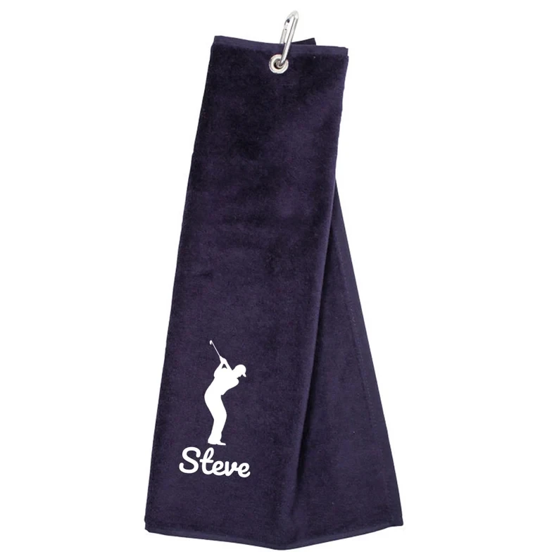 Personalized Bowling Towels 50cm*40cm Cotton Golf Towels Tri Fold Golf Towel With Carabiner Clip Custom DIY Monogram