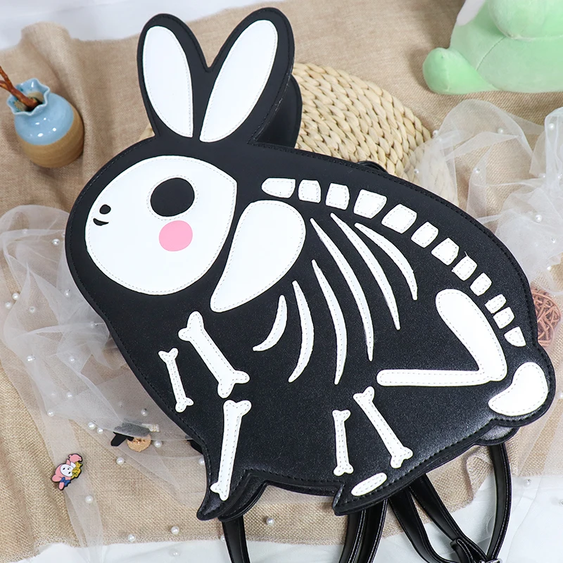Custom Darkness PU Leather Crossbody Bag Custom Printed Pattern Gothic Rabbit Shape Shoulder Bag