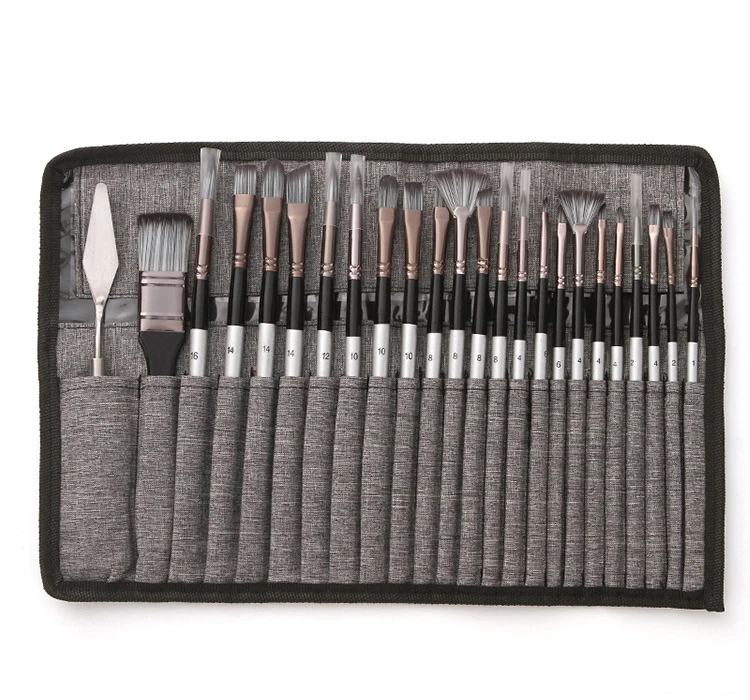 24 pcs Synthetic Artist Paint Brush Set Different Sizes Painting Brushes Suitable for Acrylic Watercolor Oil Gouache Paints